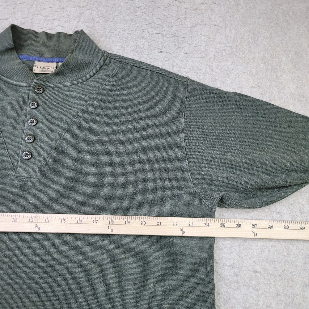 LL Bean Pullover Sweater Mens LT Large Tall Hunter Green Waffle Knit O BKF3 - Picture 7 of 9